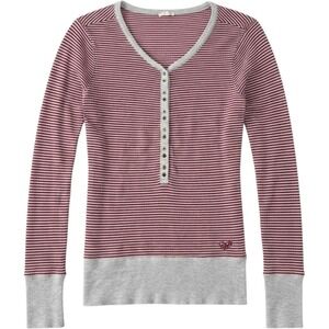 Roxy Long Sleeve Fitted Henley Top Striped Maroon Gray L Bella Swan Indie Sleeze